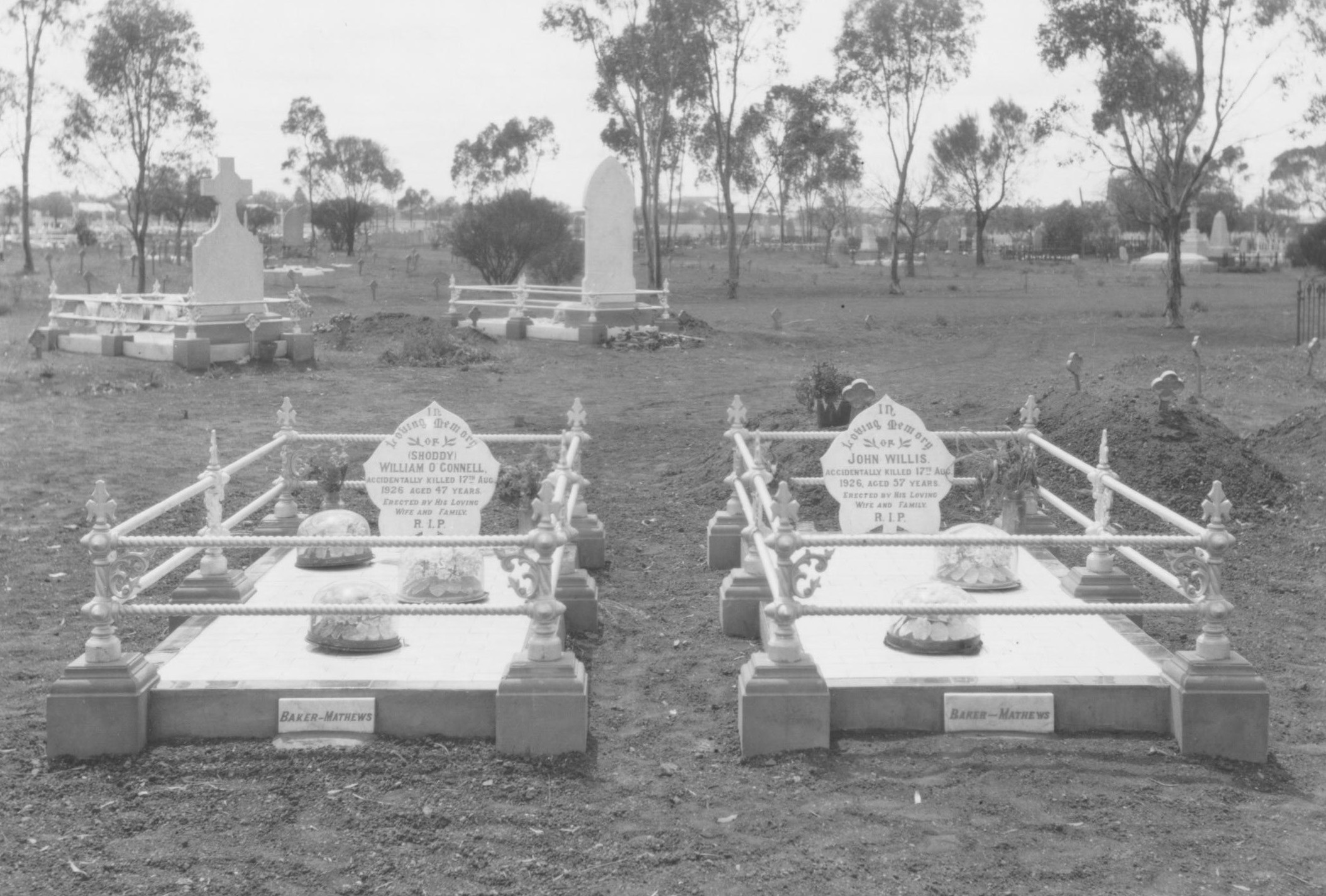 Graves of William O'Connell and John Willis at the Kalgoorlie Cemetery