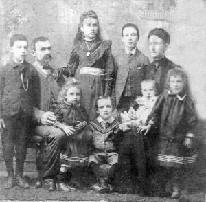 Benjamin Champion HAND and his wife Hannah and seven of their 10 children.